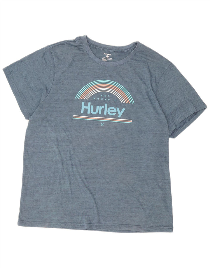 Hurley Herren Grafik T-Shirt Top XL Blau Polyester