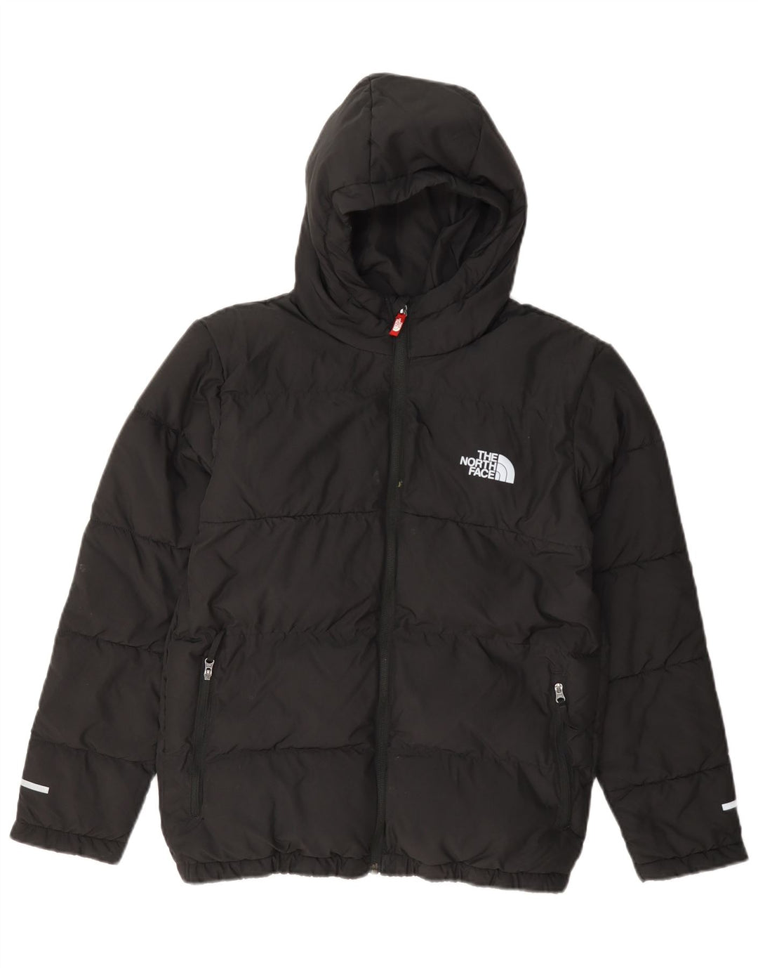 The North Face wattierte Jungenjacke mit Kapuze, 14–15 Jahre, XL, schwarzes Polyester