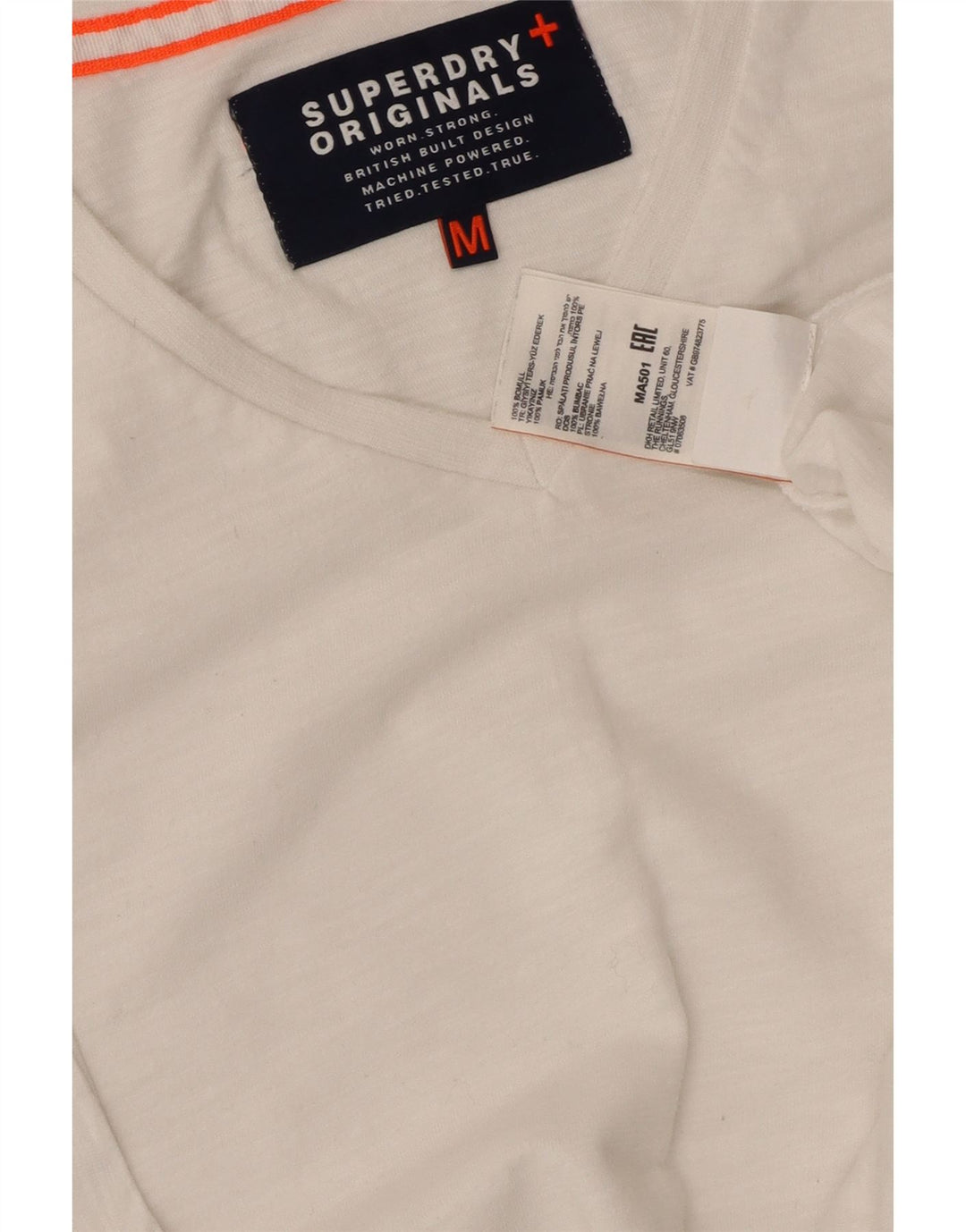 SUPERDRY Herren-T-Shirt-Oberteil aus mittelweißer Baumwolle