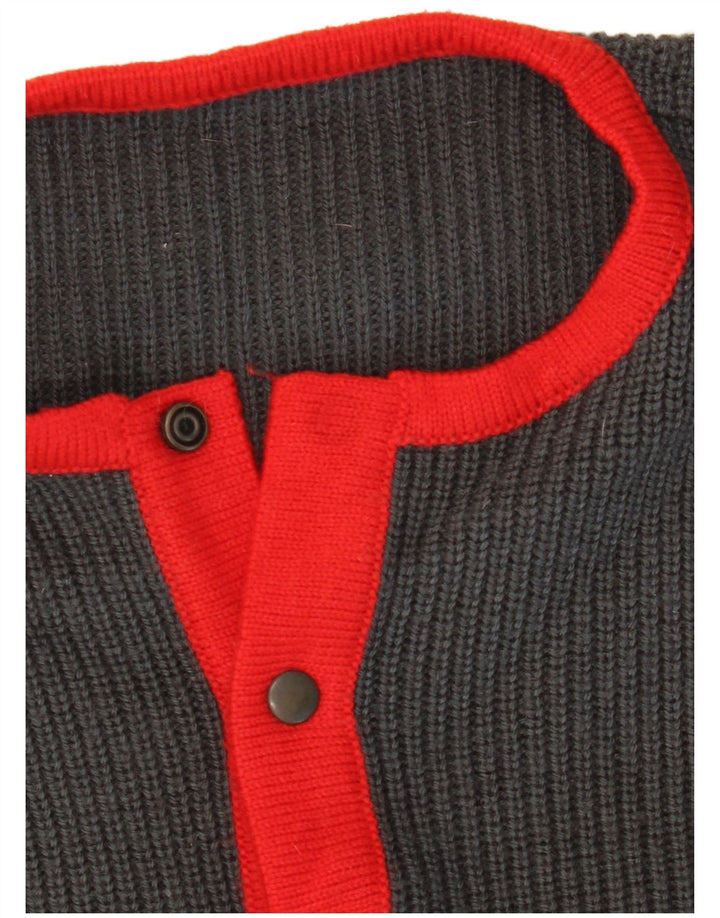 VINTAGE Herren-Pullover mit Rundhalsausschnitt, mittelgrau, Farbblock
