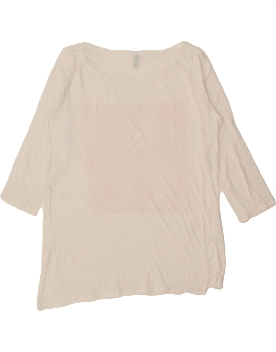 BENETTON Womens Asymmetric Graphic Top 3/4 Sleeve UK 14 Medium White Vintage Benetton and Second-Hand Benetton from Messina Hembry 