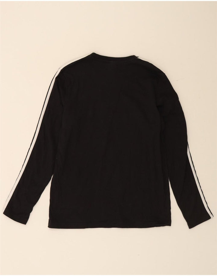 ADIDAS Damen Top Langarm UK 16/18 Große schwarze Baumwolle