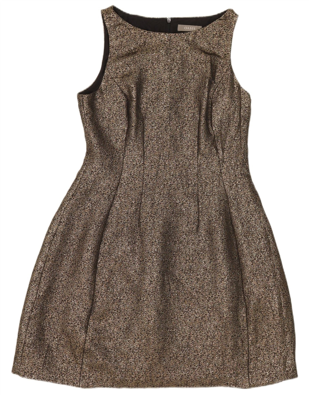 Oasis Damen Ärmelloses A-Linien-Kleid UK 12 Medium Gold Polyester