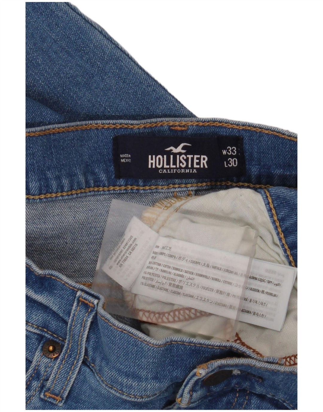 Hollister Herren Tapered Jeans W33 L30 Blaue Baumwolle