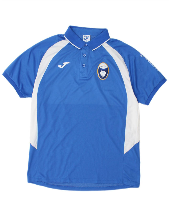 Joma Herren-Poloshirt, groß, blaues Colourblock-Polyester