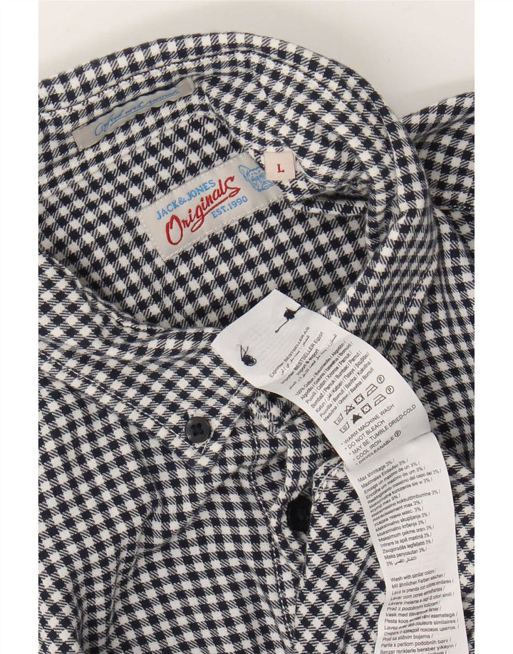 Jack & Jones Herrenhemd, groß, marineblau, Gingham-Baumwolle