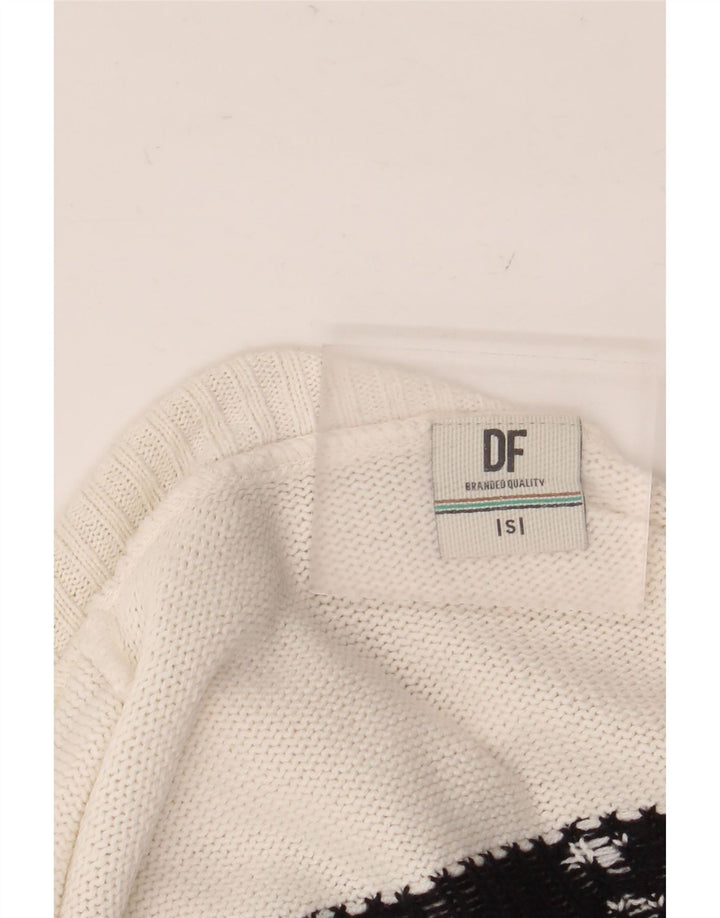 Vintage Herren Rollkragenpullover Pullover Klein Schwarz Fair Isle