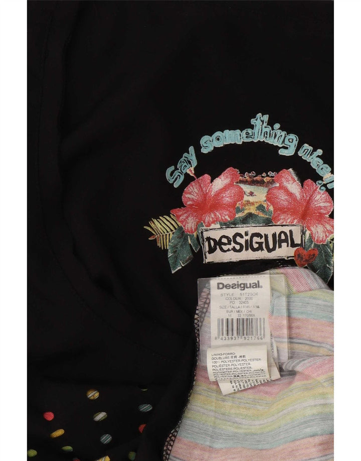 Desigual Womens Graphic Vest Top UK 12 Mittelschwarzes geometrisches Polyester