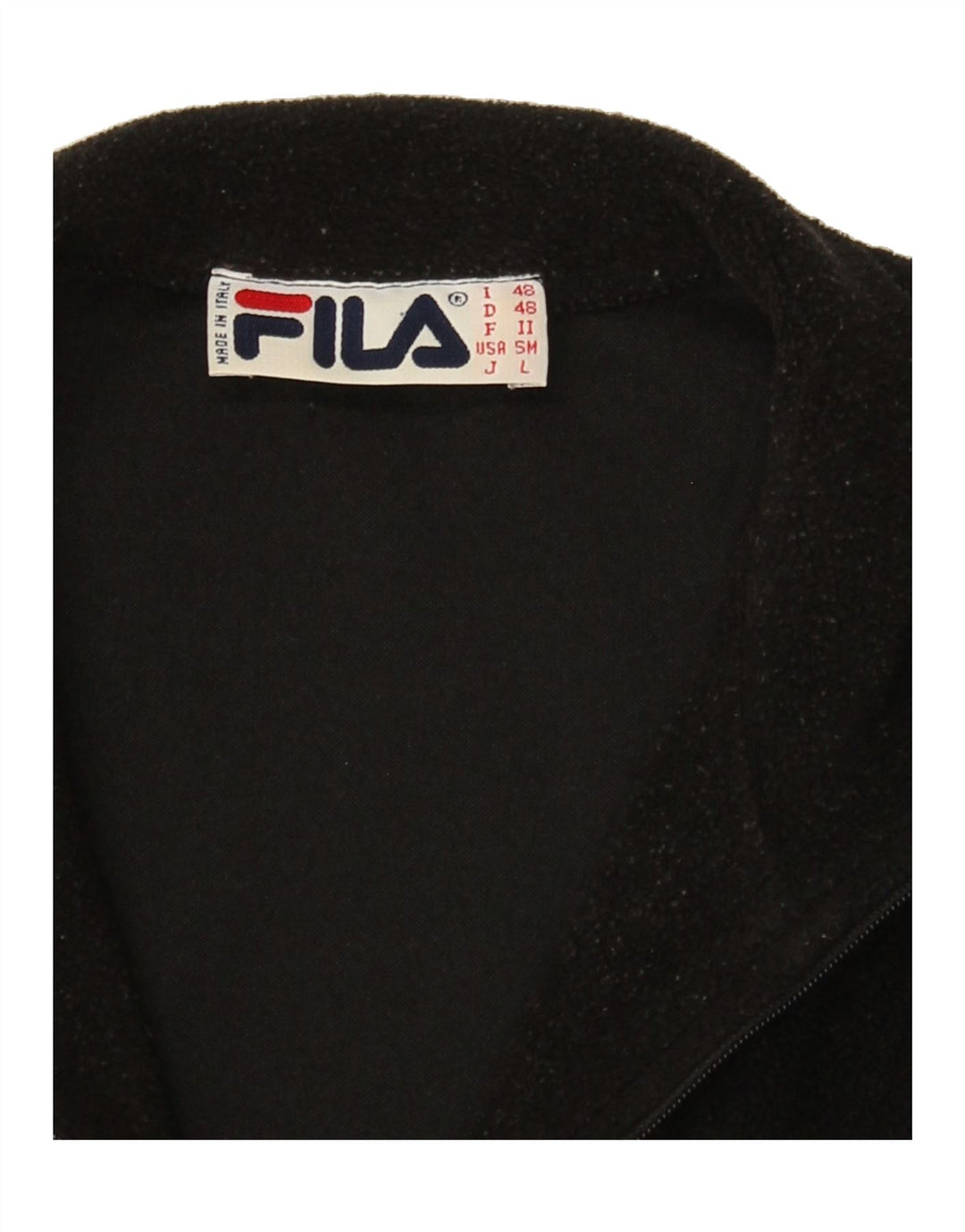 FILA Mens Zip Neck Fleece Jumper IT 48 Medium Black Vintage Fila and Second-Hand Fila from Messina Hembry 