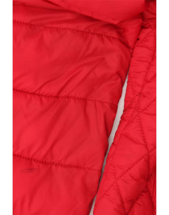 Michael Kors Wattierte Damenjacke mit Kapuze, UK 16, großes rotes Nylon