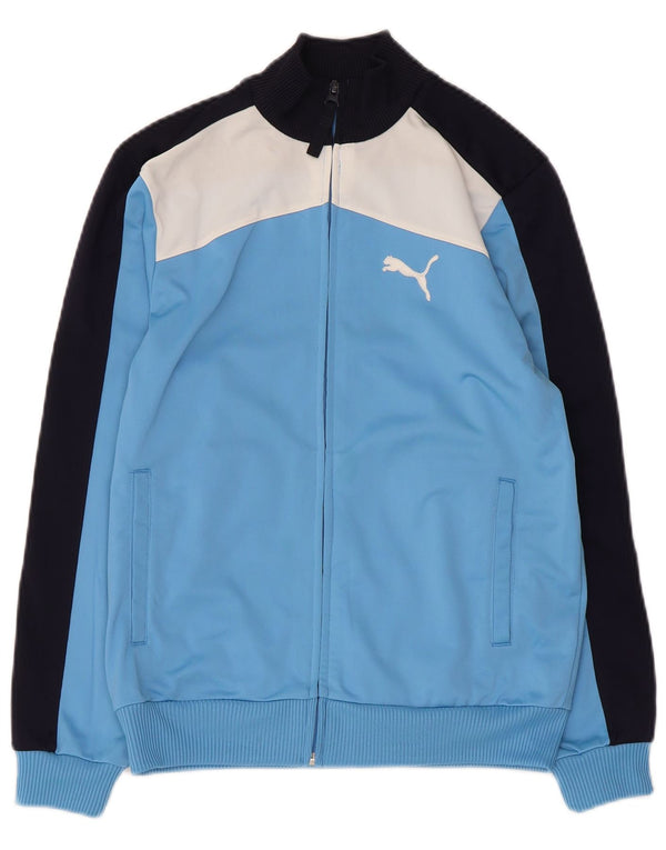 Puma Mädchen-Trainingsanzug-Top-Jacke, 11–12 Jahre, blaues Colourblock-Polyester
