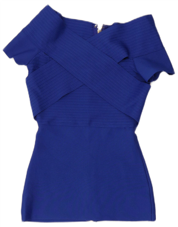 Karen Millen Damen Schulterfreies Blusenoberteil UK 4 XS Blau Polyester