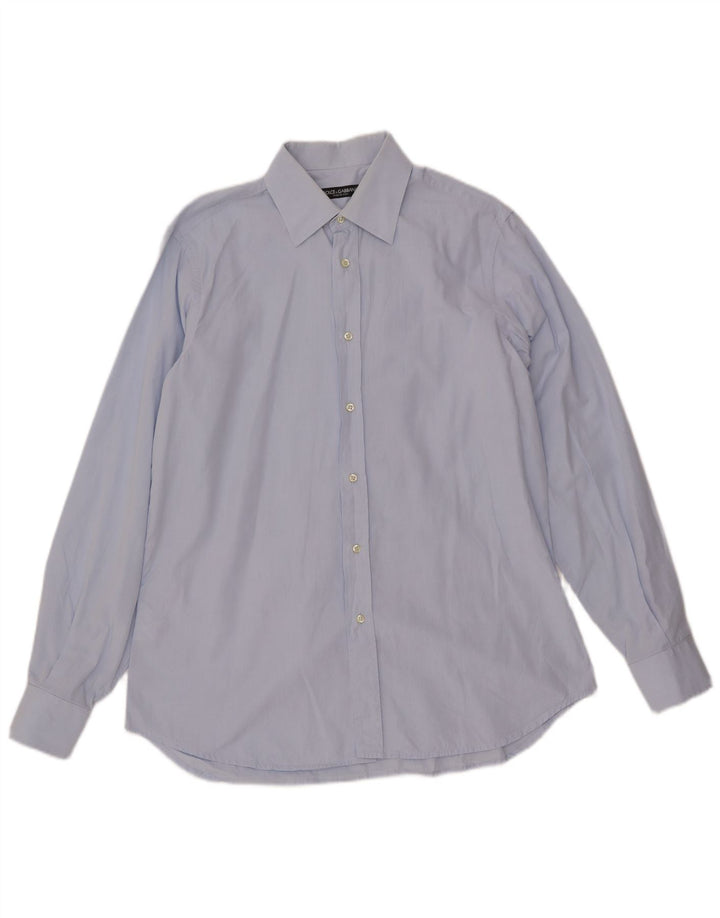 DOLCE & GABBANA Herrenhemd Größe 16 41 Große blaue Baumwolle