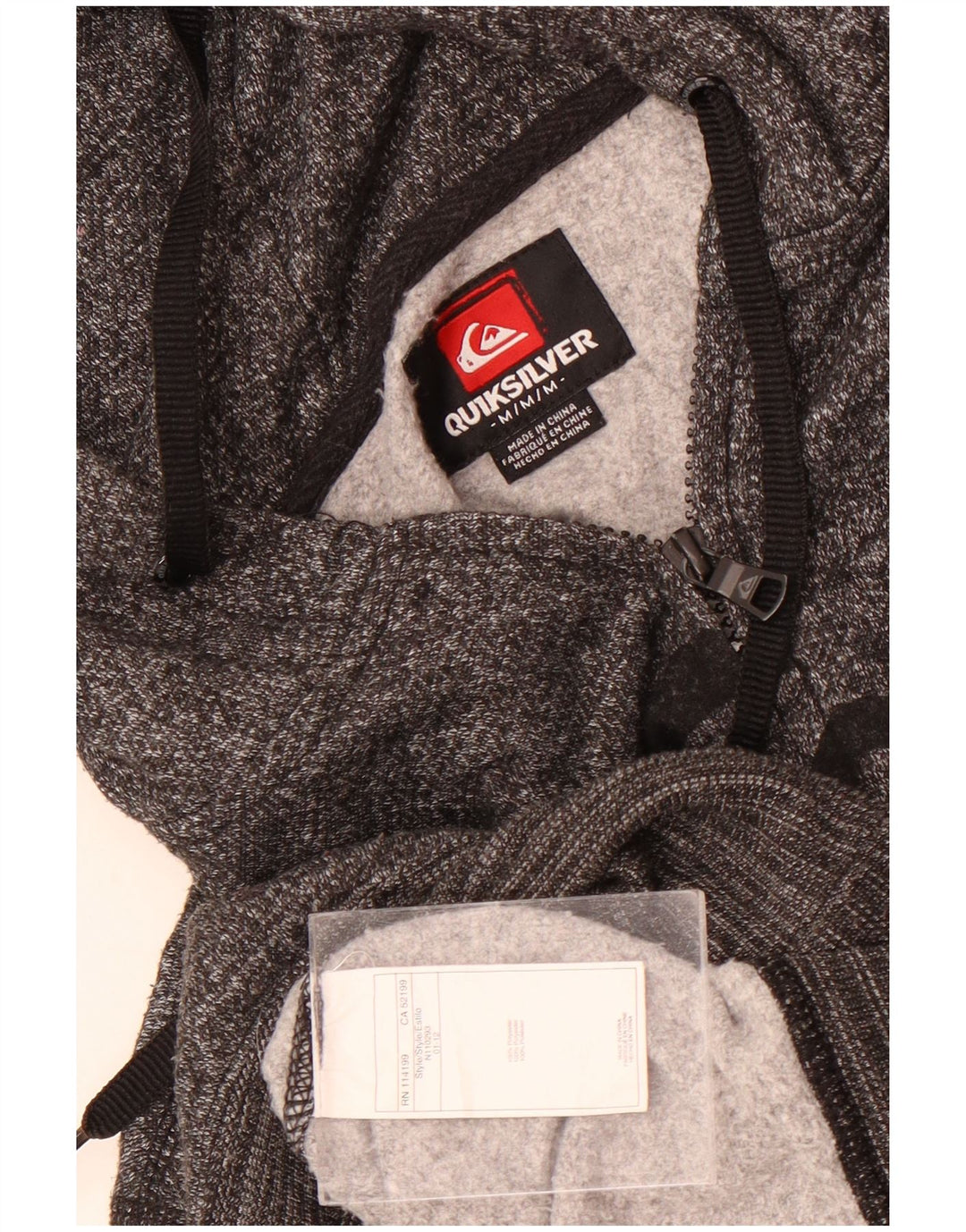 Quiksilver Herren-Kapuzenpullover mit grafischem Reißverschluss, mittelgraues Polyester