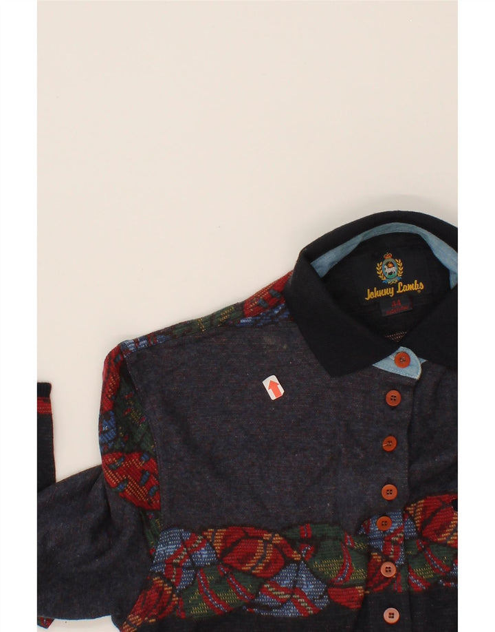 JOHNNY LAMBS Womens Polo Neck Jumper Sweater IT 44 Medium Grey Colourblock Vintage Johnny Lambs and Second-Hand Johnny Lambs from Messina Hembry 