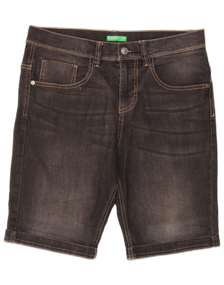 Benetton Herren Jeansshorts W32 Medium Schwarz