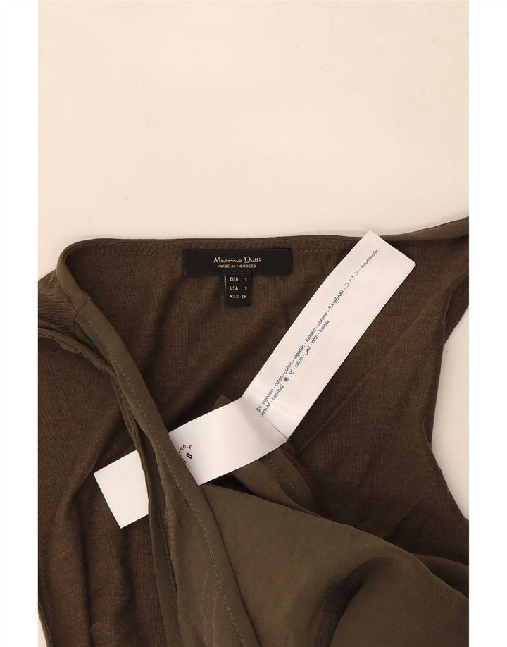 Massimo Dutti Damen Weste Top UK 10 Small Khaki Baumwolle