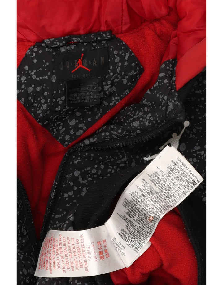 JORDAN Wattierte Jungenjacke mit Kapuze, 13–14 Jahre, XL, schwarz gesprenkeltes Polyester