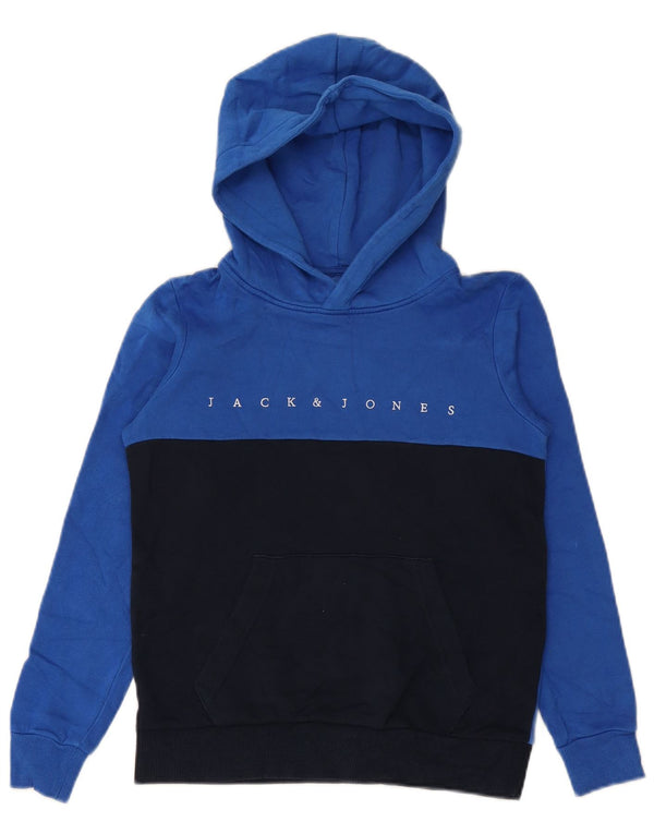 JACK & JONES Kapuzenpullover für Jungen, 11–12 Jahre, blaue Farbblock-Baumwolle