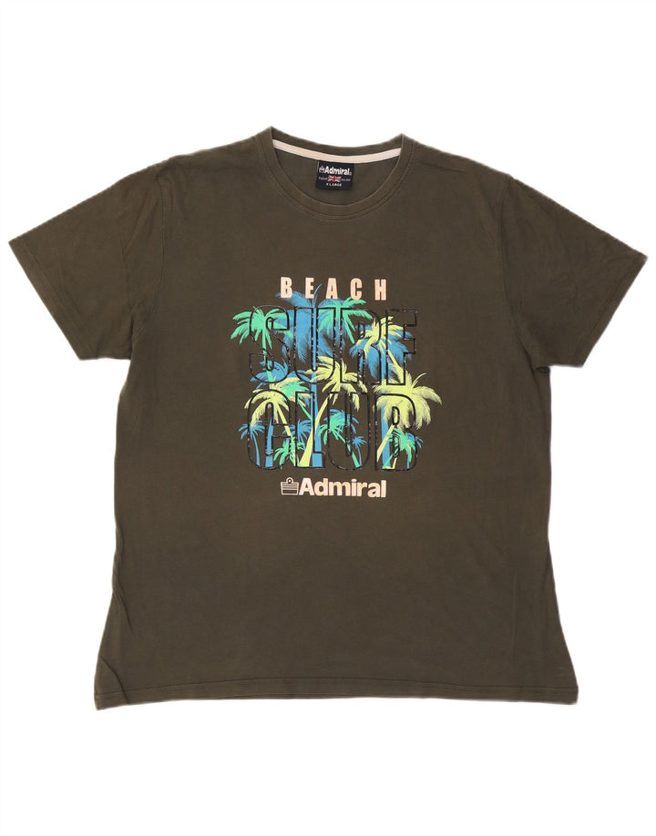 ADMIRAL Herren-T-Shirt mit Grafik, XL, Khaki, Blumenmuster