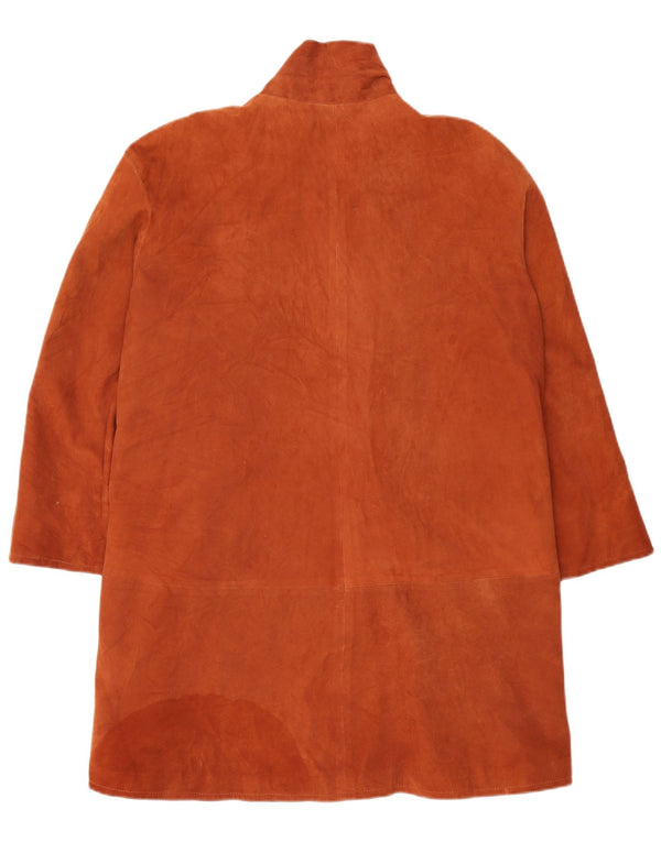 Vintage Damen Übergroßer Wildledermantel IT 42 Mittelbraunes Leder