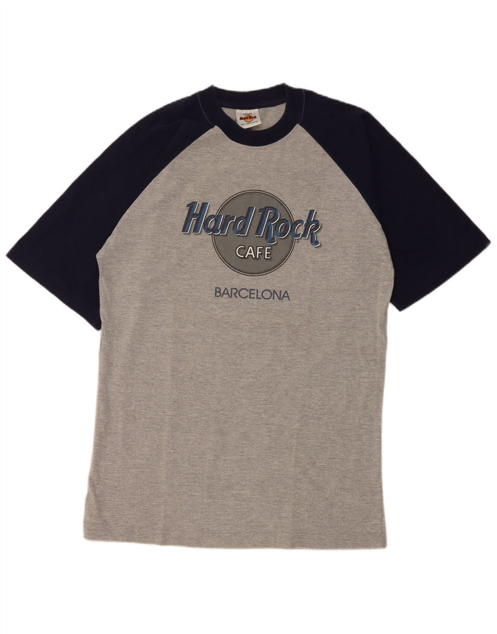Hard Rock Cafe Herren Barcelona Graphic T-Shirt Top Mittelgrau Farbblock