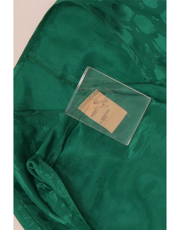 Vintage Damen Bluse Top UK 22 2XL Grün geflecktes Polyester