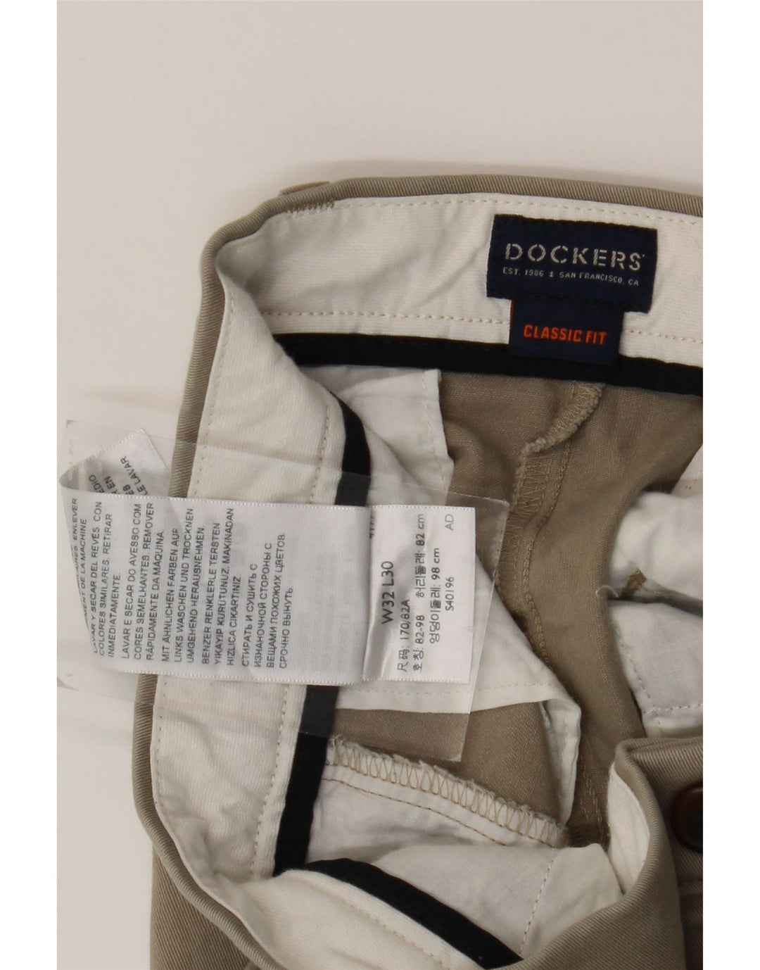 DOCKERS Herren-Chinohose mit klassischer Passform, W32, L30, beige Baumwolle