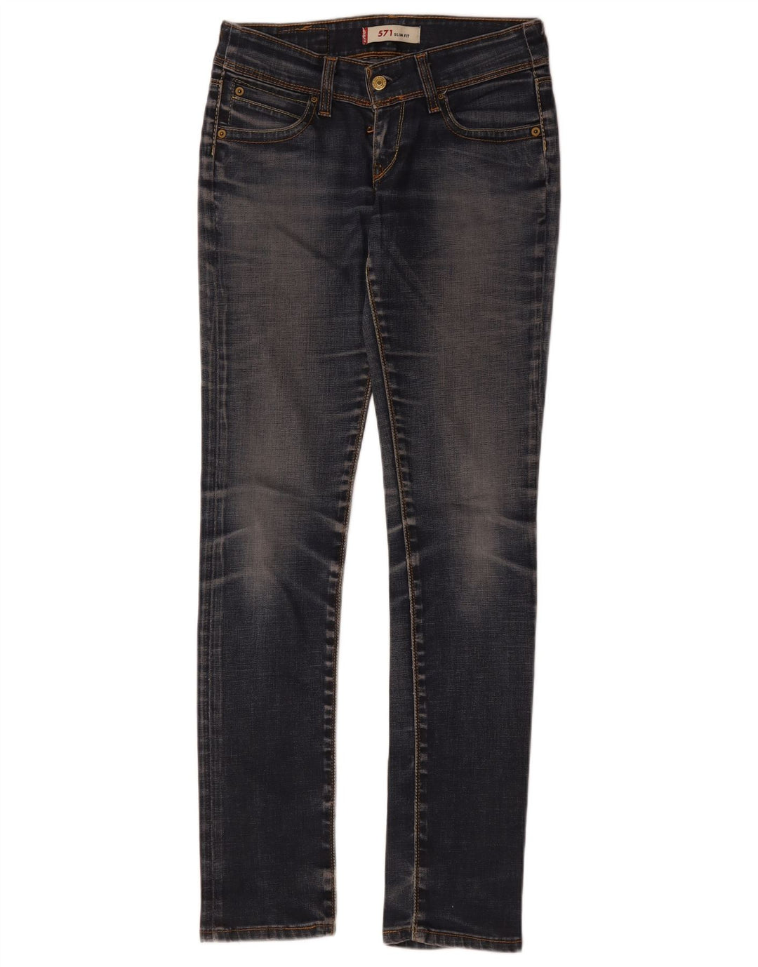 Levi's Damen 571 Super Low Slim Jeans W28 L34 Blaue Baumwolle