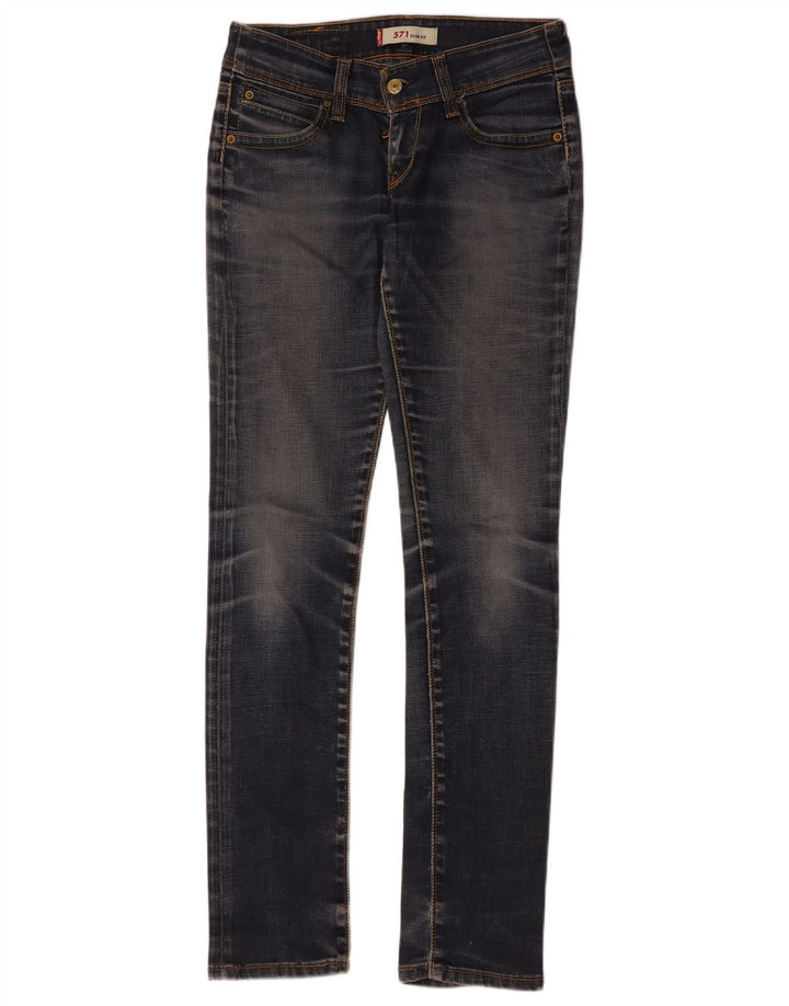 Levi's Damen 571 Super Low Slim Jeans W28 L34 Blaue Baumwolle