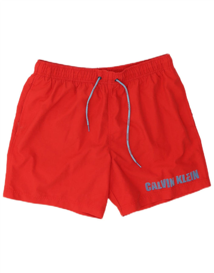 CALVIN KLEIN Herren Badeshorts mit Grafik, groß, rotes Polyester