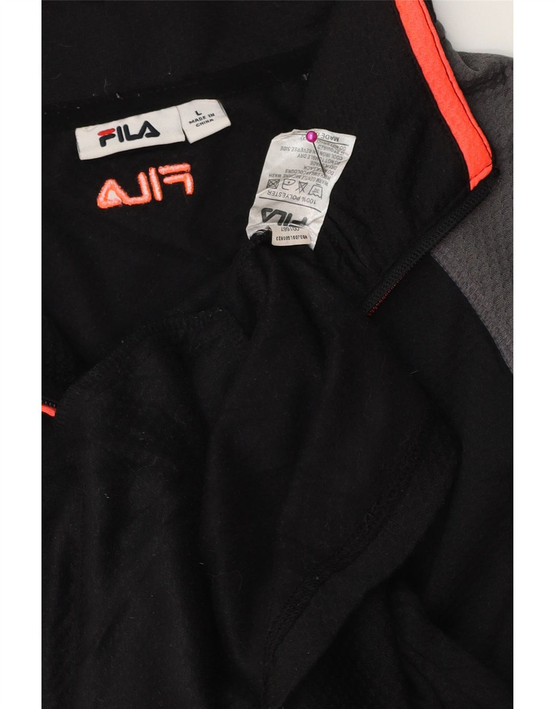 FILA Herren-Trainingsanzug-Top-Jacke, großes schwarzes Farbblock-Polyester