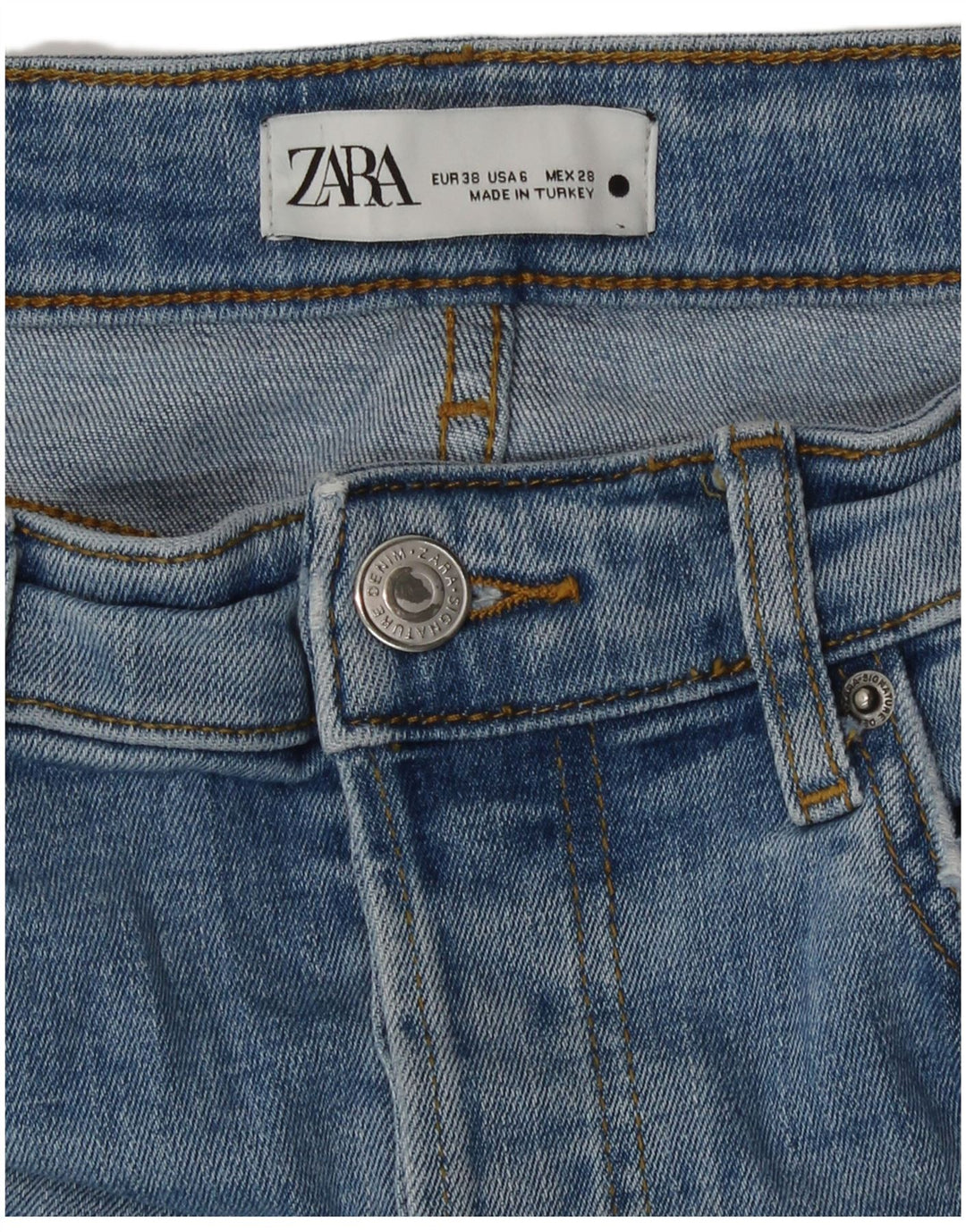 Zara Damen Crop Straight Jeans EU 38 Small W28 L26 Blau