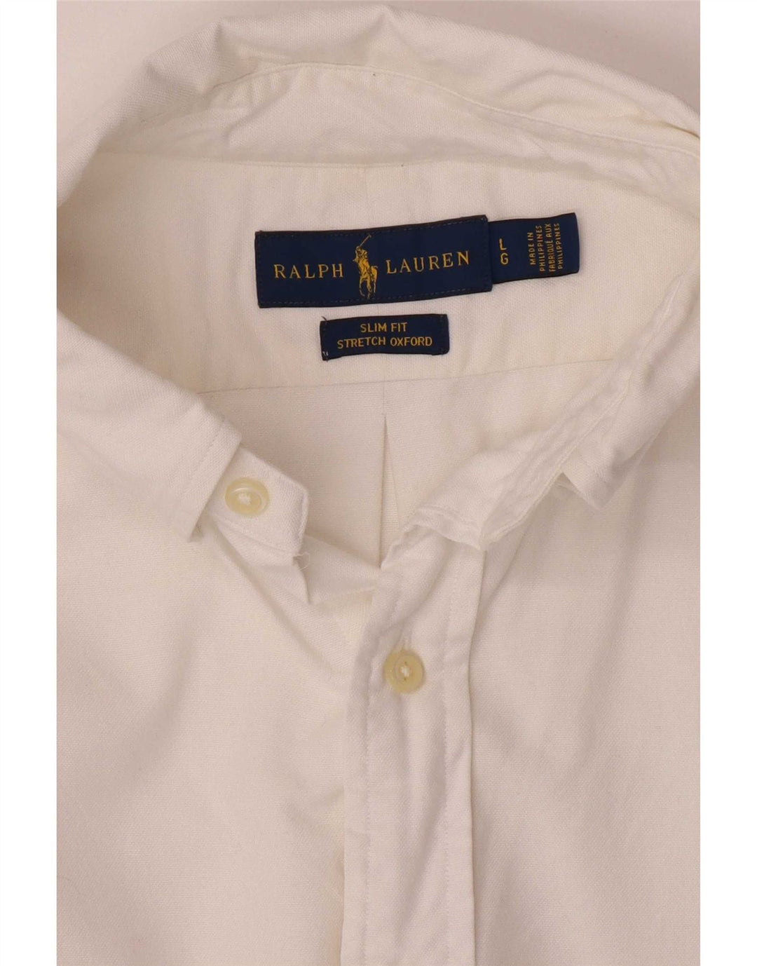 Ralph Lauren Herren-Stretch-Oxford-Slim-Fit-Hemd, Größe L, Weiß