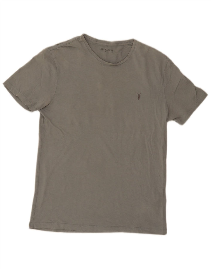 All Saints Herren T-Shirt Top Small Grau Baumwolle