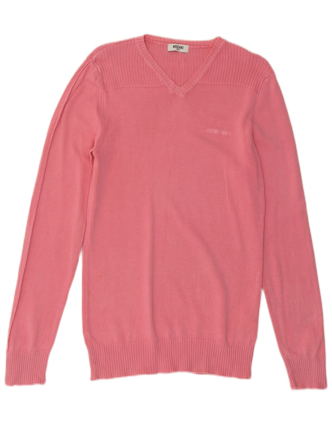 MOSCHINO Herren-Pullover mit V-Ausschnitt, Größe S, rosa Baumwolle