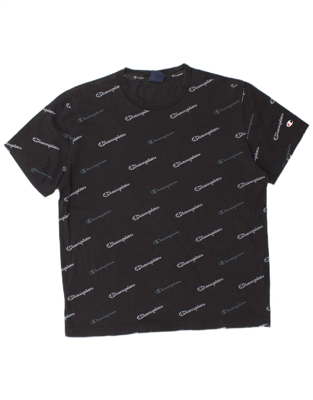 CHAMPION Mens Graphic T-Shirt Top Large Black Cotton