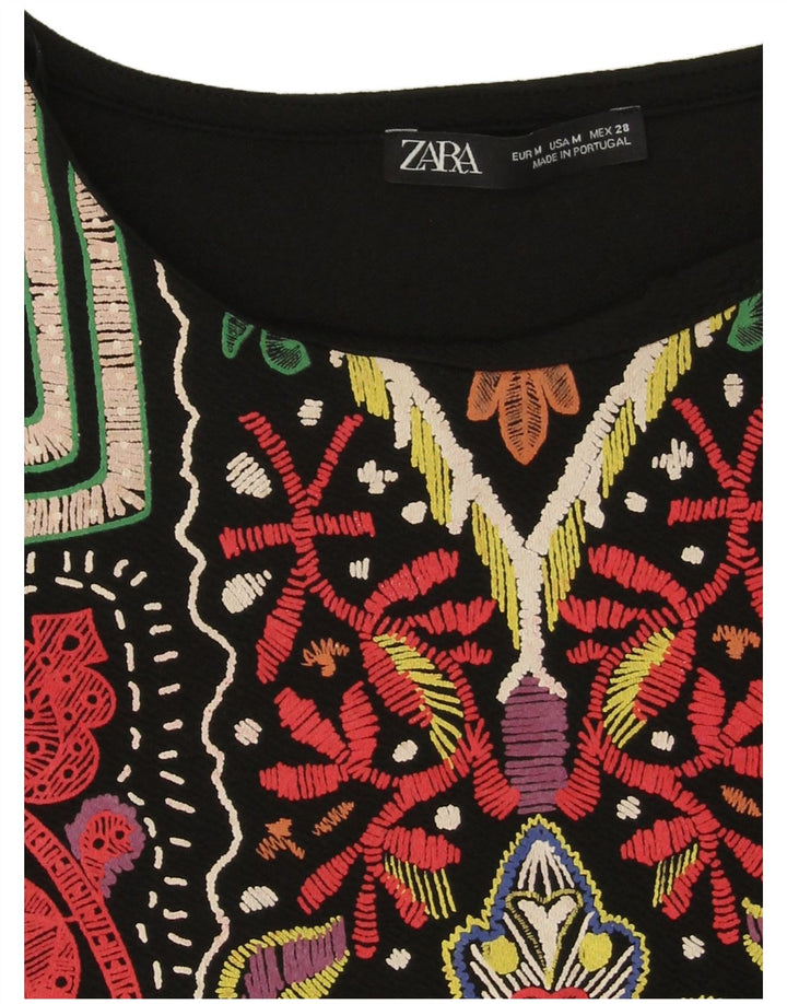Zara Damen-Etuikleid mit abstraktem Muster, Gr. 14, mittelschwarz