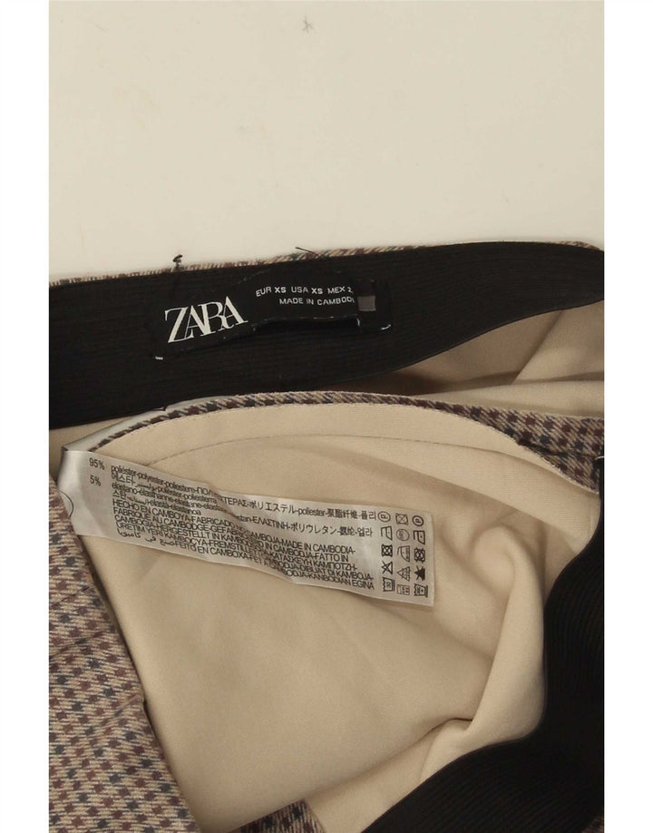 Zara Damen Leggings UK 4 XS Graues Hahnentritt-Polyester