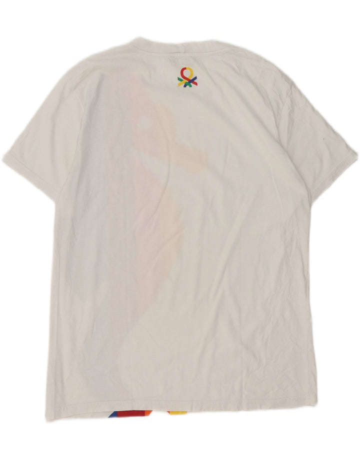 Benetton Jungen-T-Shirt mit Grafik, 15–16 Jahre, mittelweiße Baumwolle