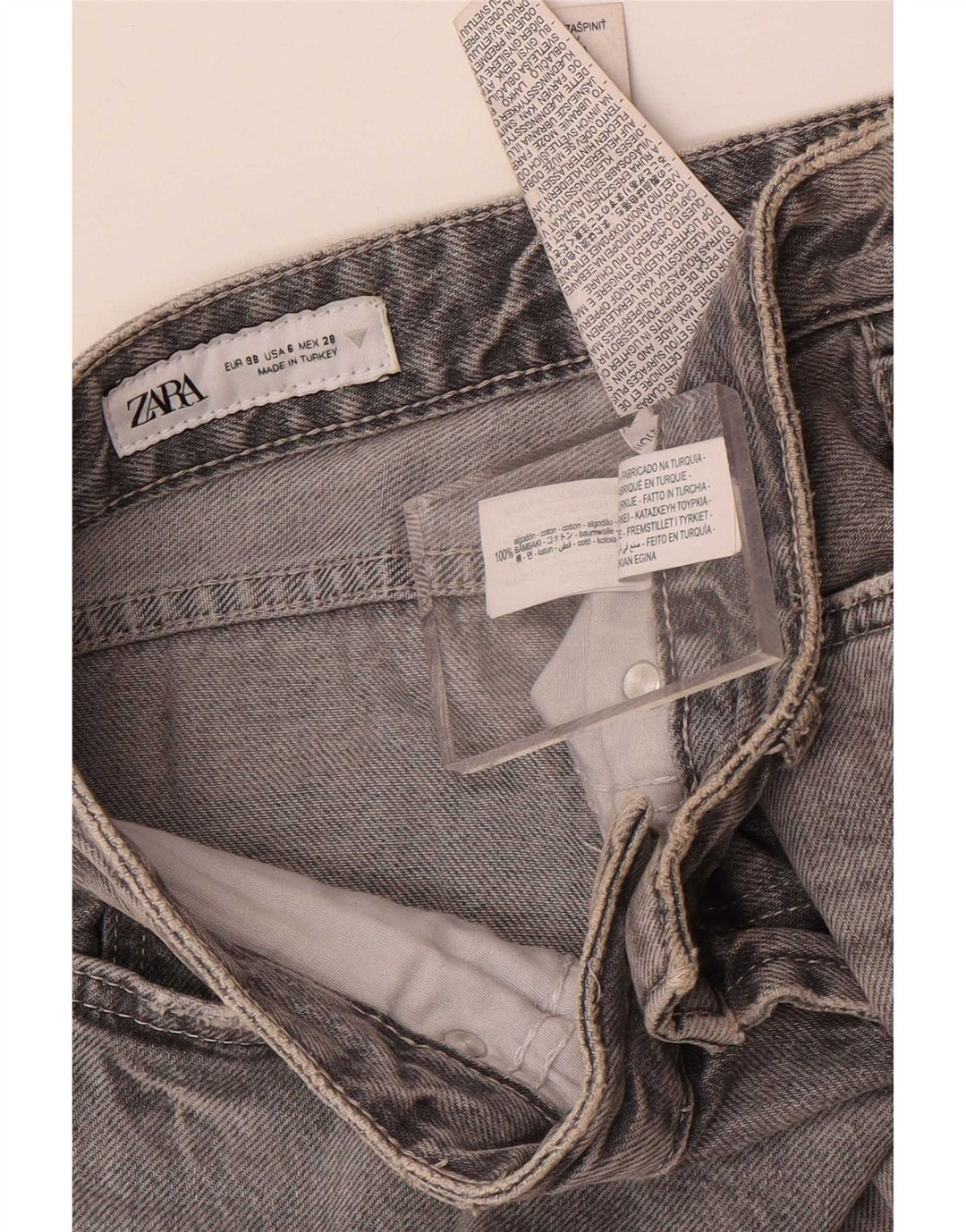 Zara Damen Straight Jeans EU 38 Small W28 L34 Graue Baumwolle