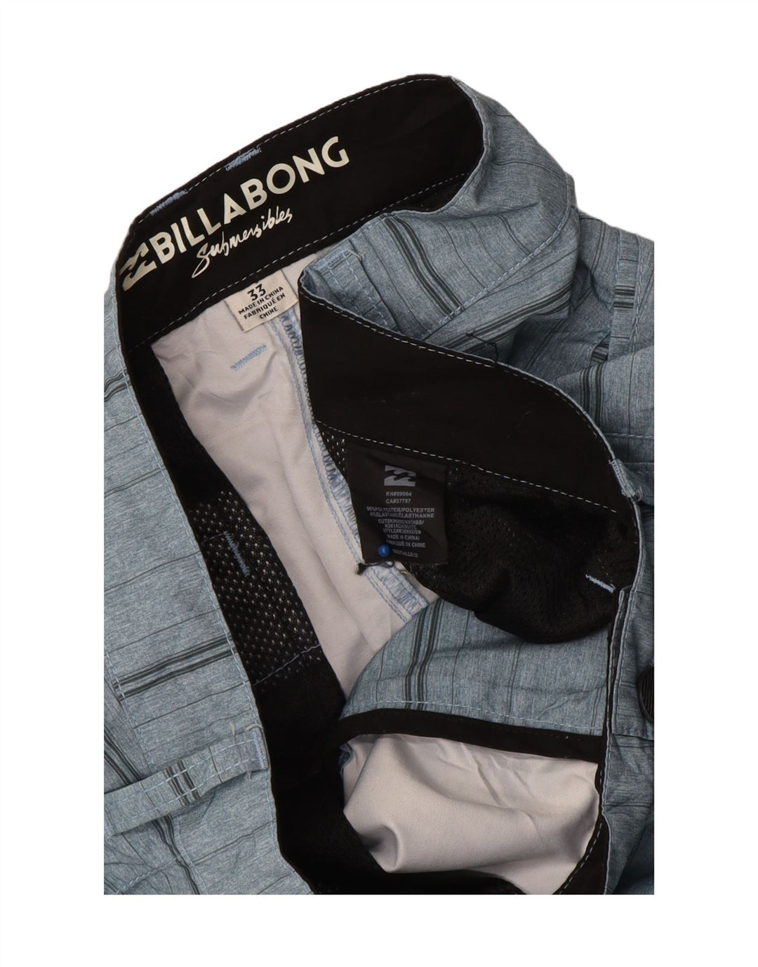 Billabong Herren Chinoshorts W33 Mittelblau gestreiftes Polyester