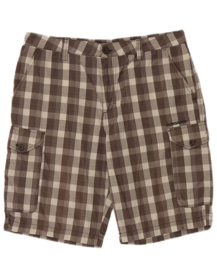 Quiksilver Herren Cargoshorts W32 Mittelbraun karierte Baumwolle