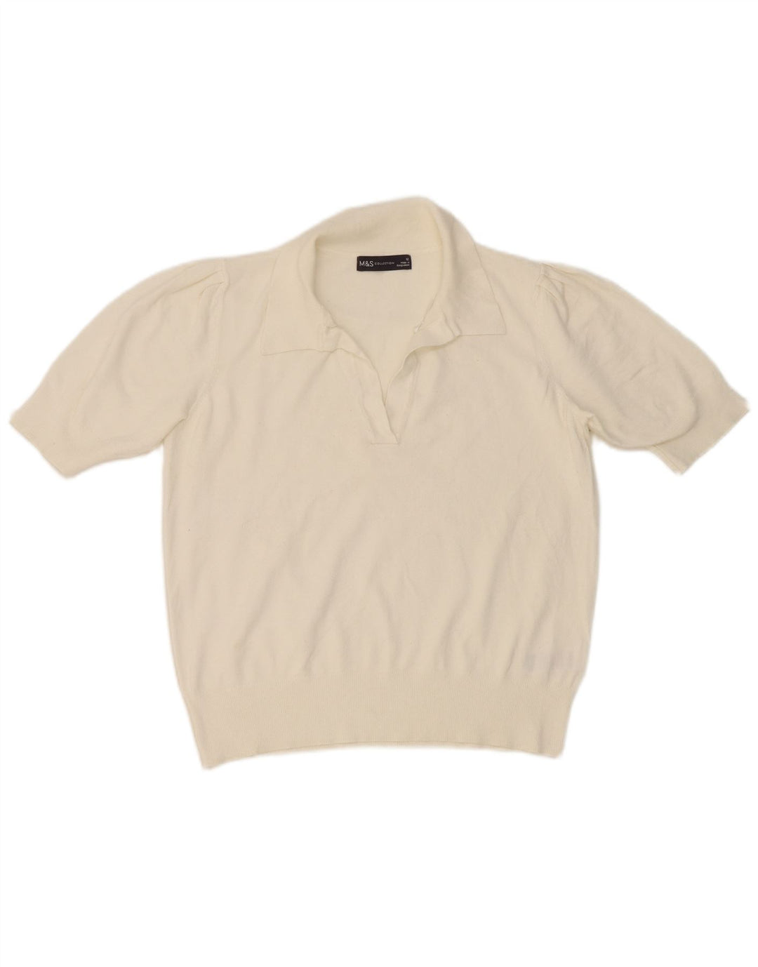 Marks & Spencer Damen Poloshirt UK 12 Mittelweiße Viskose
