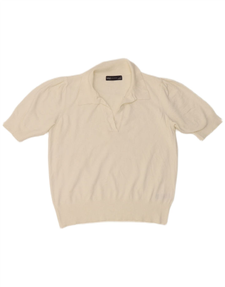 Marks & Spencer Damen Poloshirt UK 12 Mittelweiße Viskose