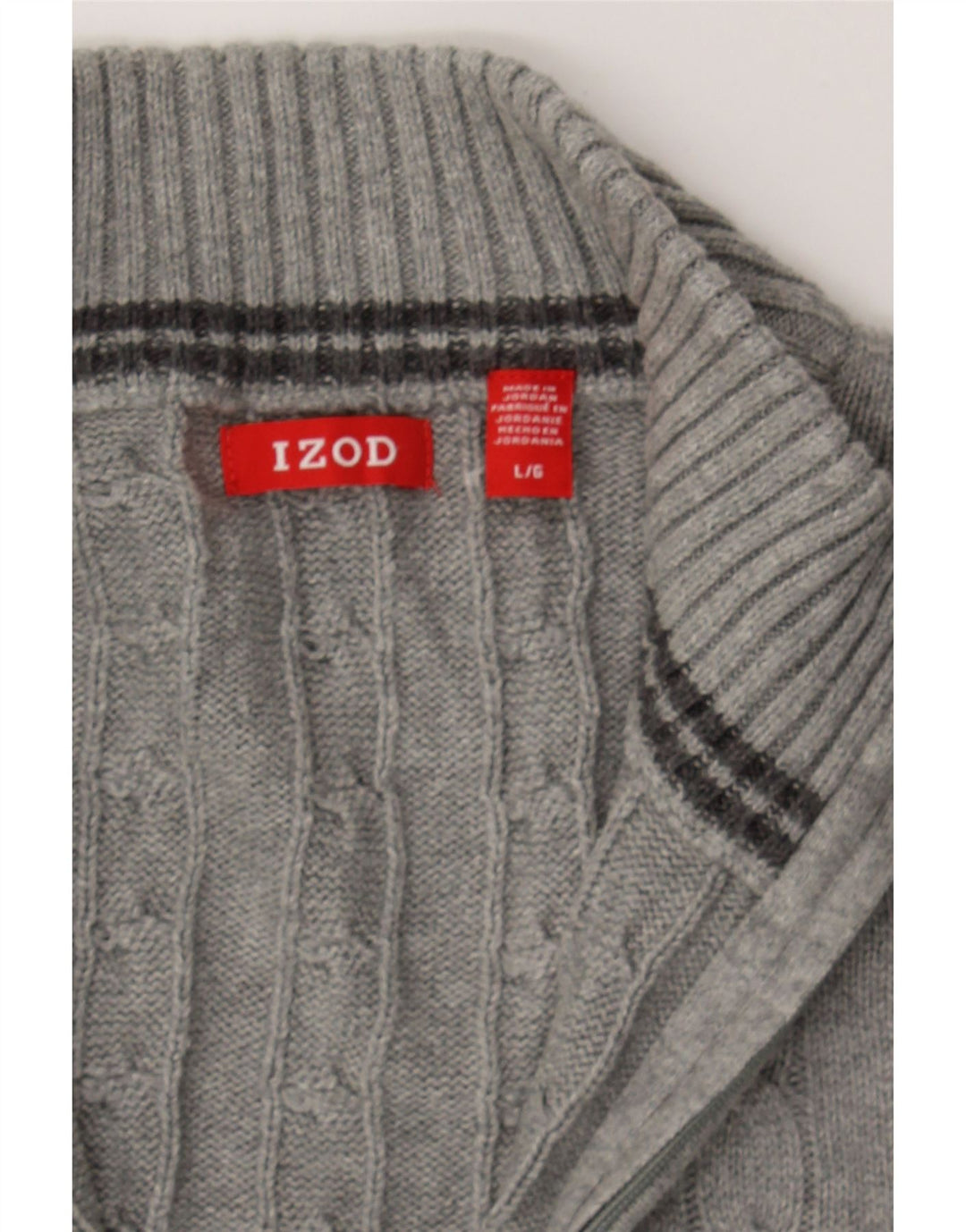 IZOD Mens Zip Neck Jumper Sweater Large Grey Cotton Vintage Izod and Second-Hand Izod from Messina Hembry 