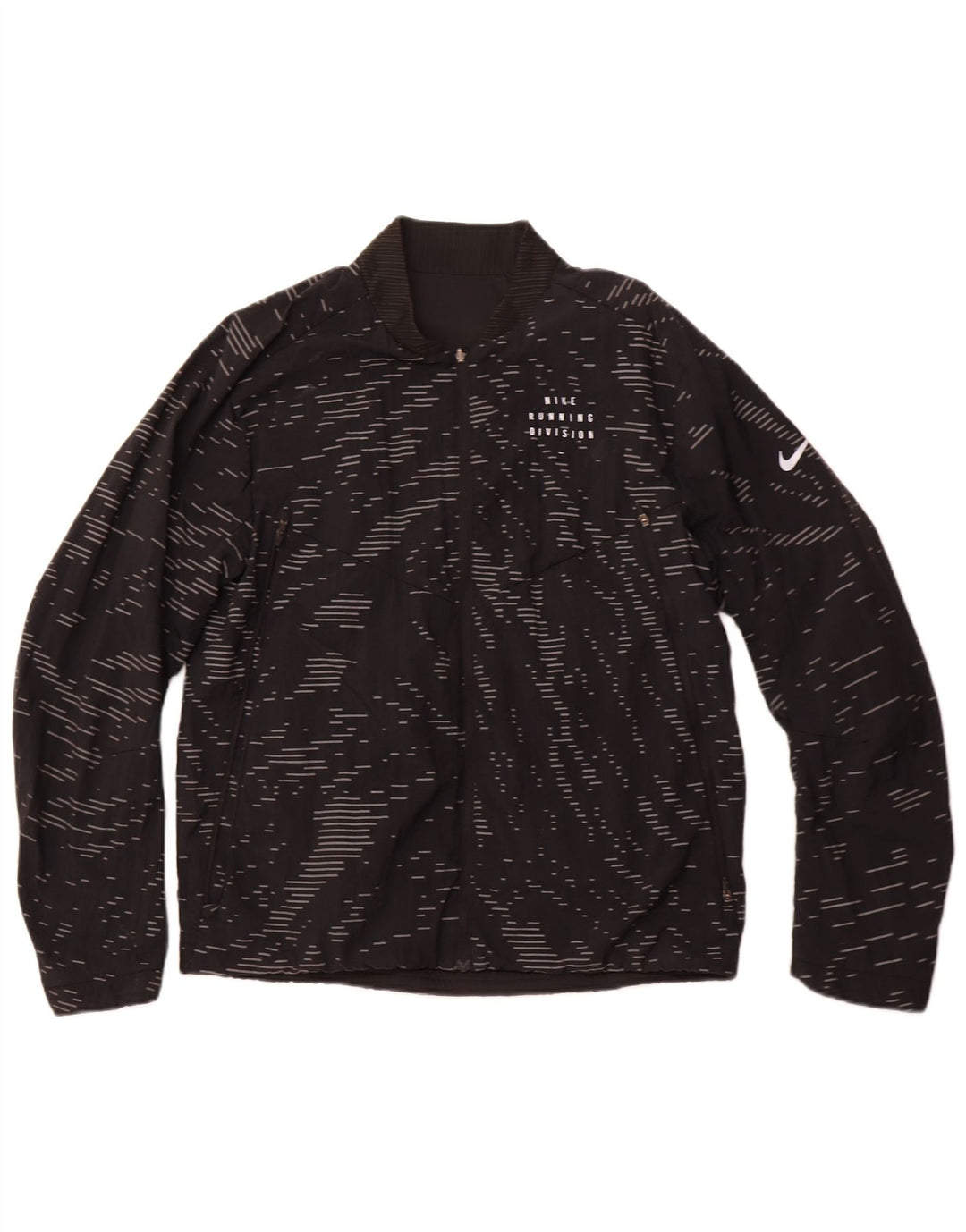 NIKE Herren Therma-Fit Wende-Trainingsanzugoberteil, Mittelschwarz gestreift