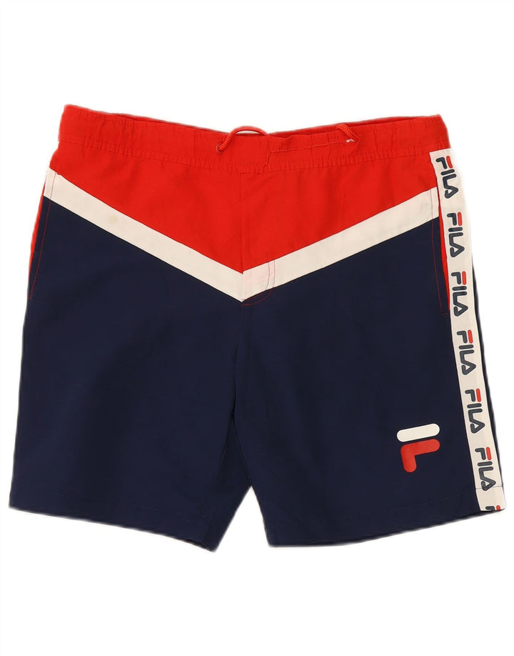 Fila Herren-Badeshorts mit Grafik, klein, blau, Farbblock-Polyester