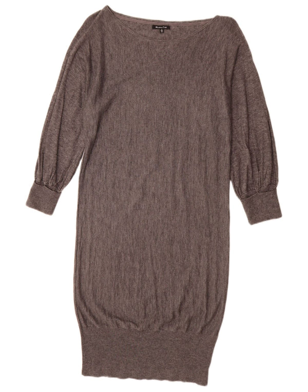 Massimo Dutti Damen Pulloverkleid UK 10 Small Graue Wolle
