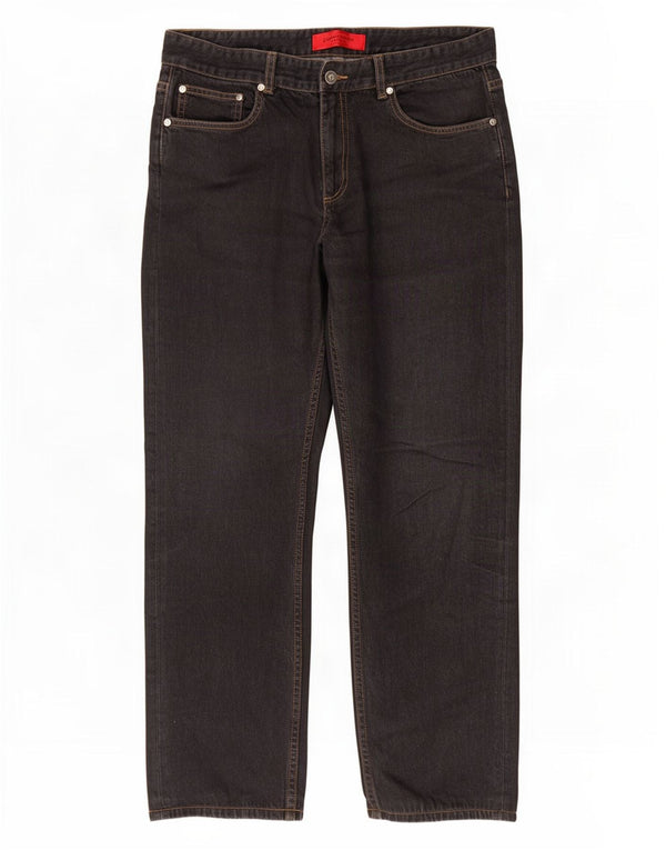 Pierre Cardin Herren Straight Jeans W36 L32 Schwarze Baumwolle